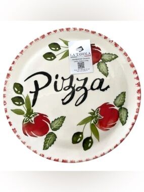 Hand Painted Ceramic Pizza Serving Platter 13” Made In Italy Pizza Tray NWT